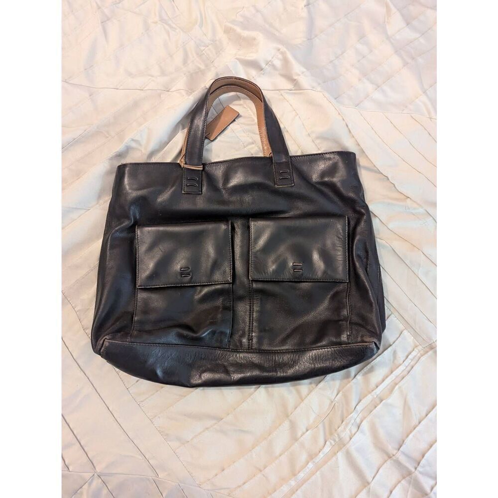 Vintage Radley London Black Leather Tote Shoulder bag, Top Grab Handle